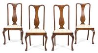 A Group of Four Queen Anne Style Walnut Side Chairs — 20TH CENTURY