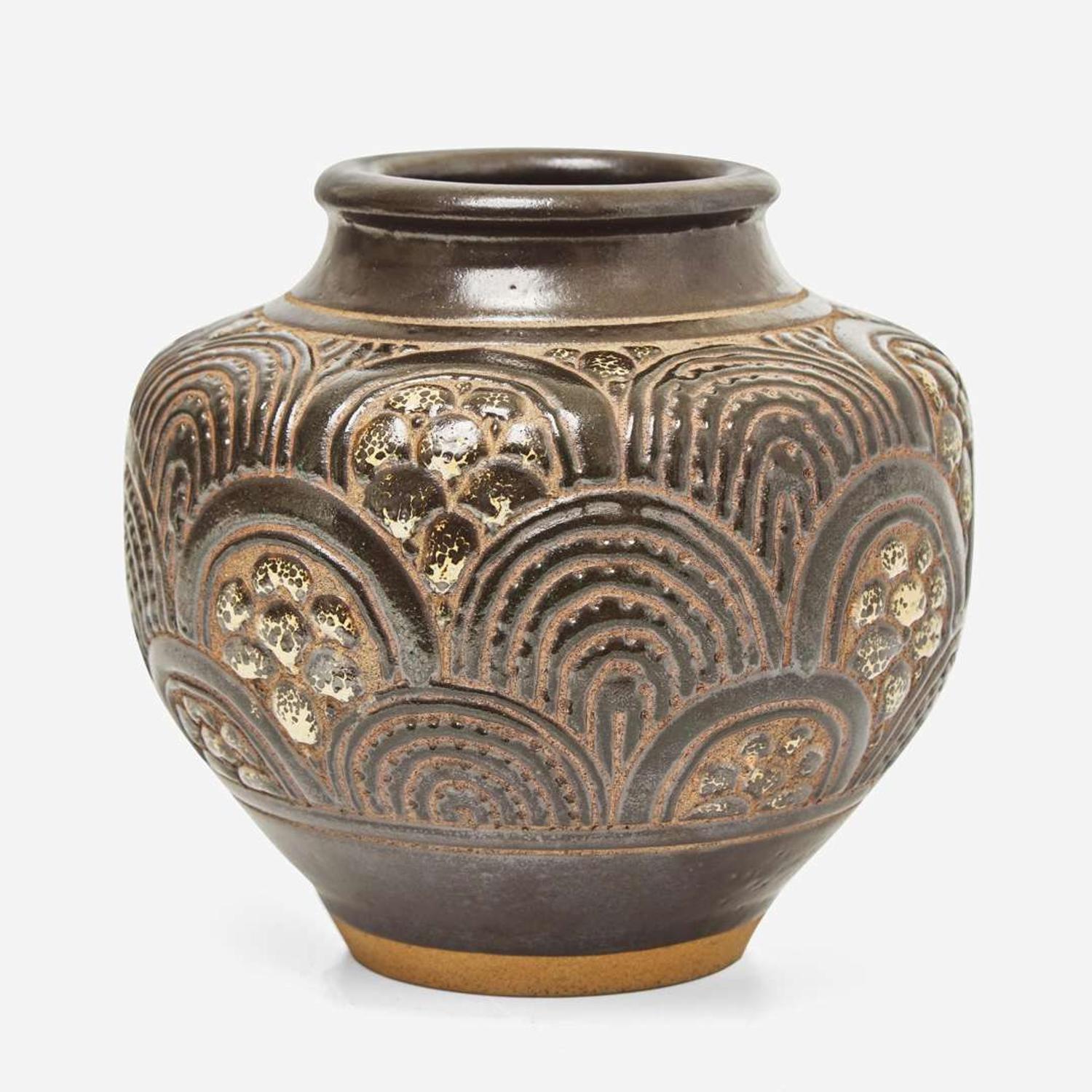Emile Lenoble (French, 1875-1939) Vase with Incised Decoration, France, circa 1930