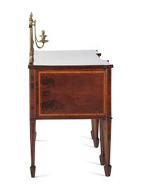 A George III Style Brass Mounted Mahogany and Marquetry Sideboard
