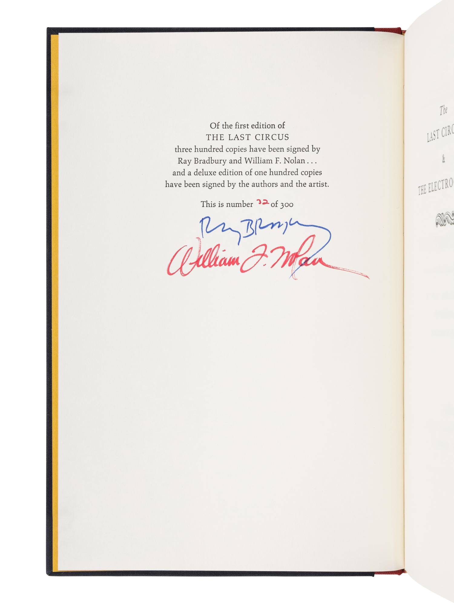 BRADBURY, Ray (1920-2012). A group of 4 LIMITED OR FIRST EDITIONS of Bradbury’s works, MOST SIGNED, comprising: