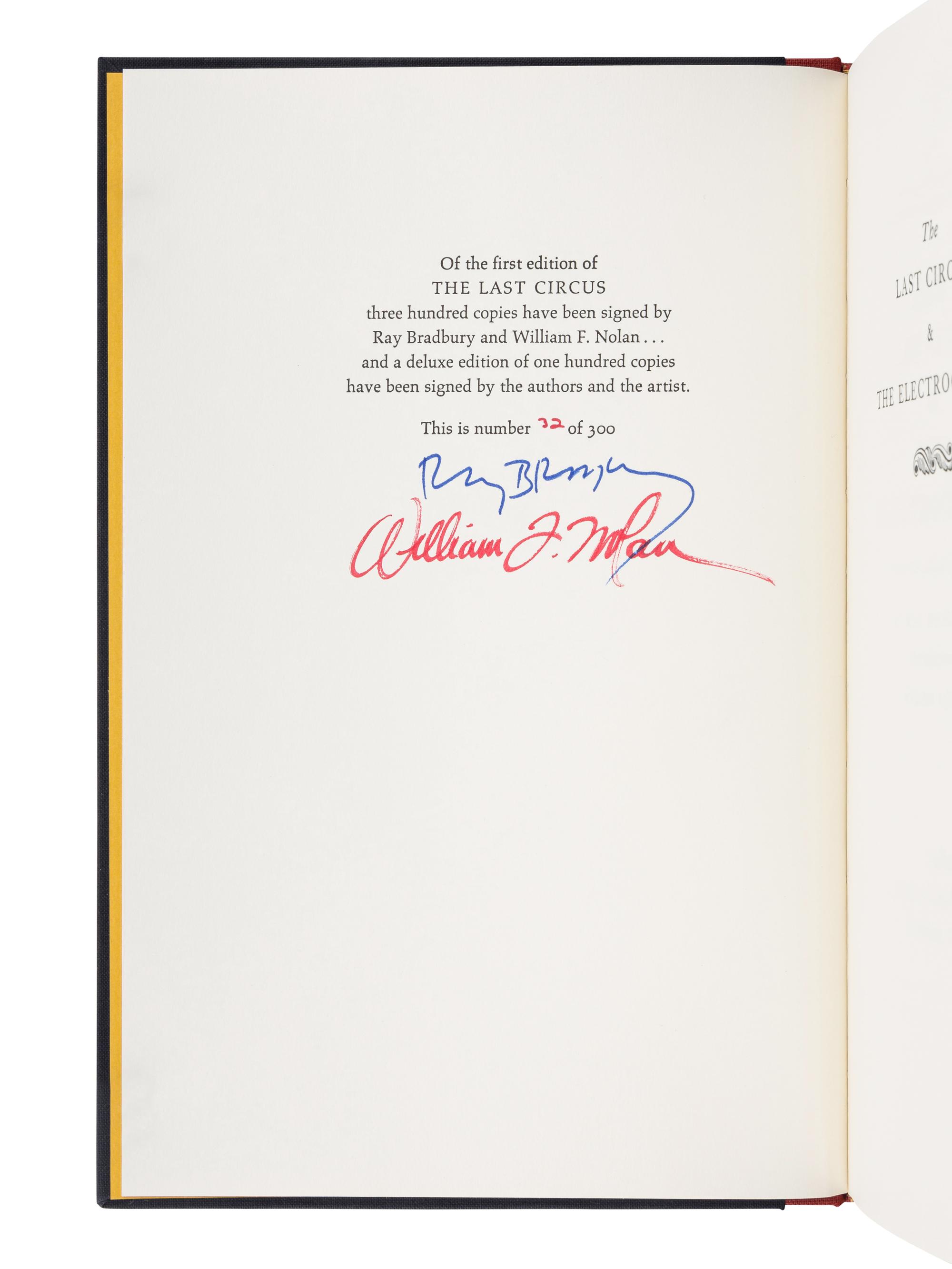 BRADBURY, Ray (1920-2012). A group of 4 LIMITED OR FIRST EDITIONS of Bradbury’s works, MOST SIGNED, comprising:
