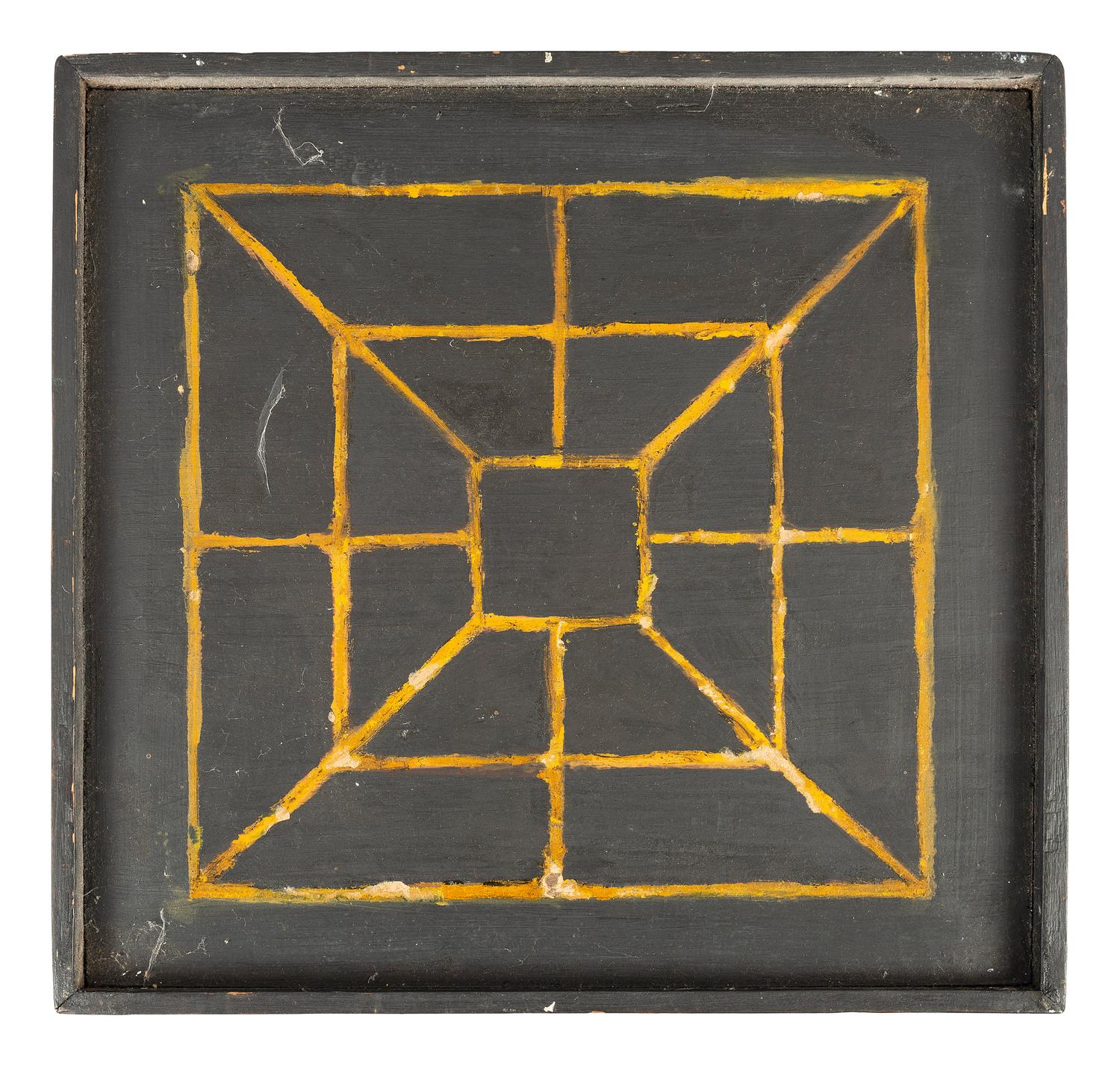 Three Polychrome Paint Decorated Game Boards