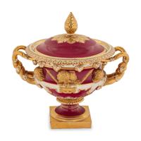 An English Porcelain Tureen and Cover Modeled After the Warwick Vase