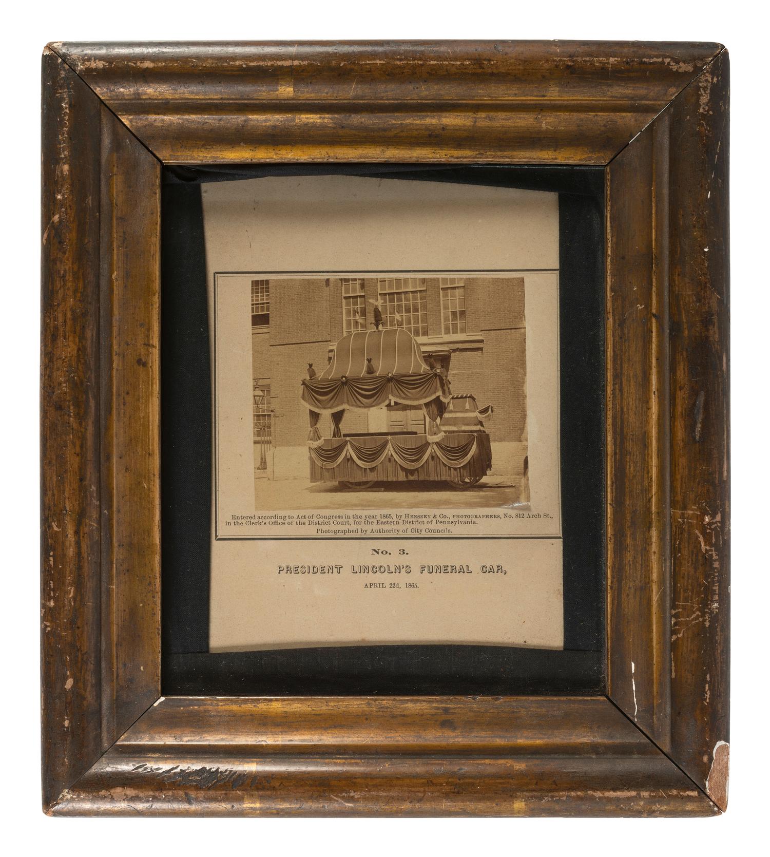 [LINCOLN, Abraham (1809-1865)]. A group of 4 images depicting funeral cars and catafalques that conveyed Lincoln's body through the funeral cities.