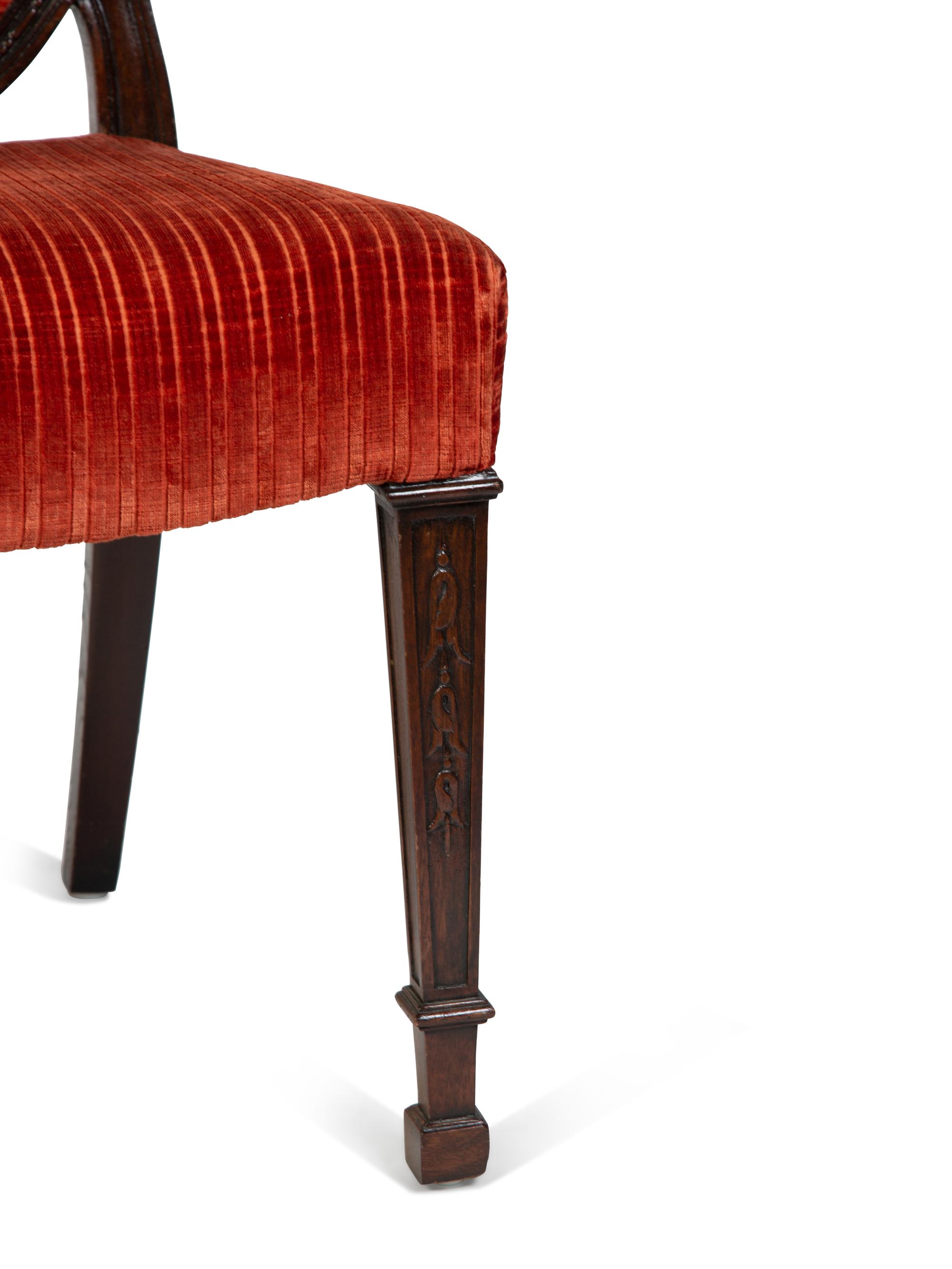 Six George III Style Mahogany Shield Back Dining Chairs