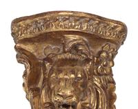 A Pair of Italian Giltwood Lion Motif Wall Brackets