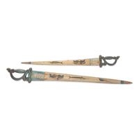 Two Sailor Carved and Painted Swordfish Bill and Wood Swords