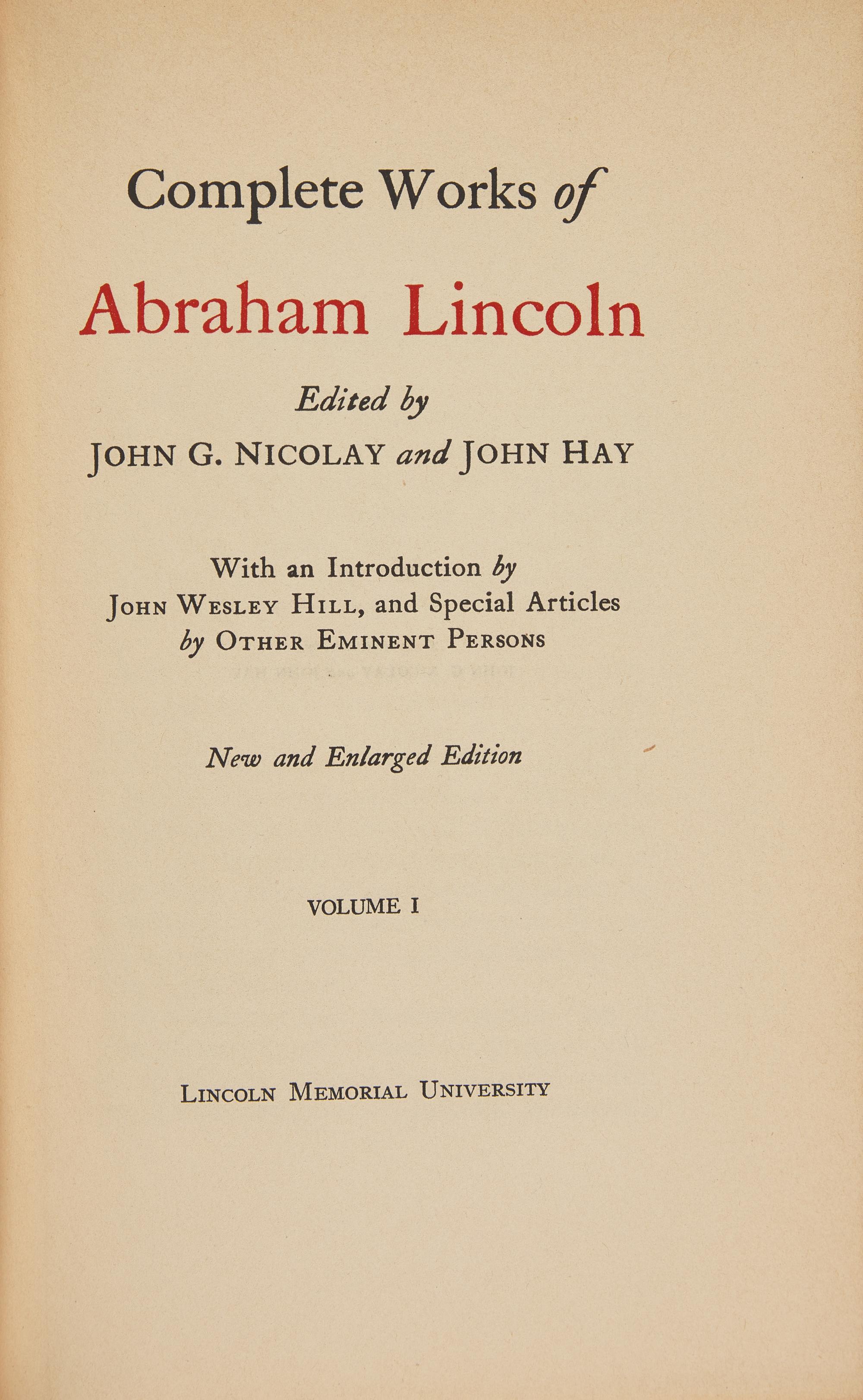 [Lincoln, Abraham] Complete Works of Abraham Lincoln