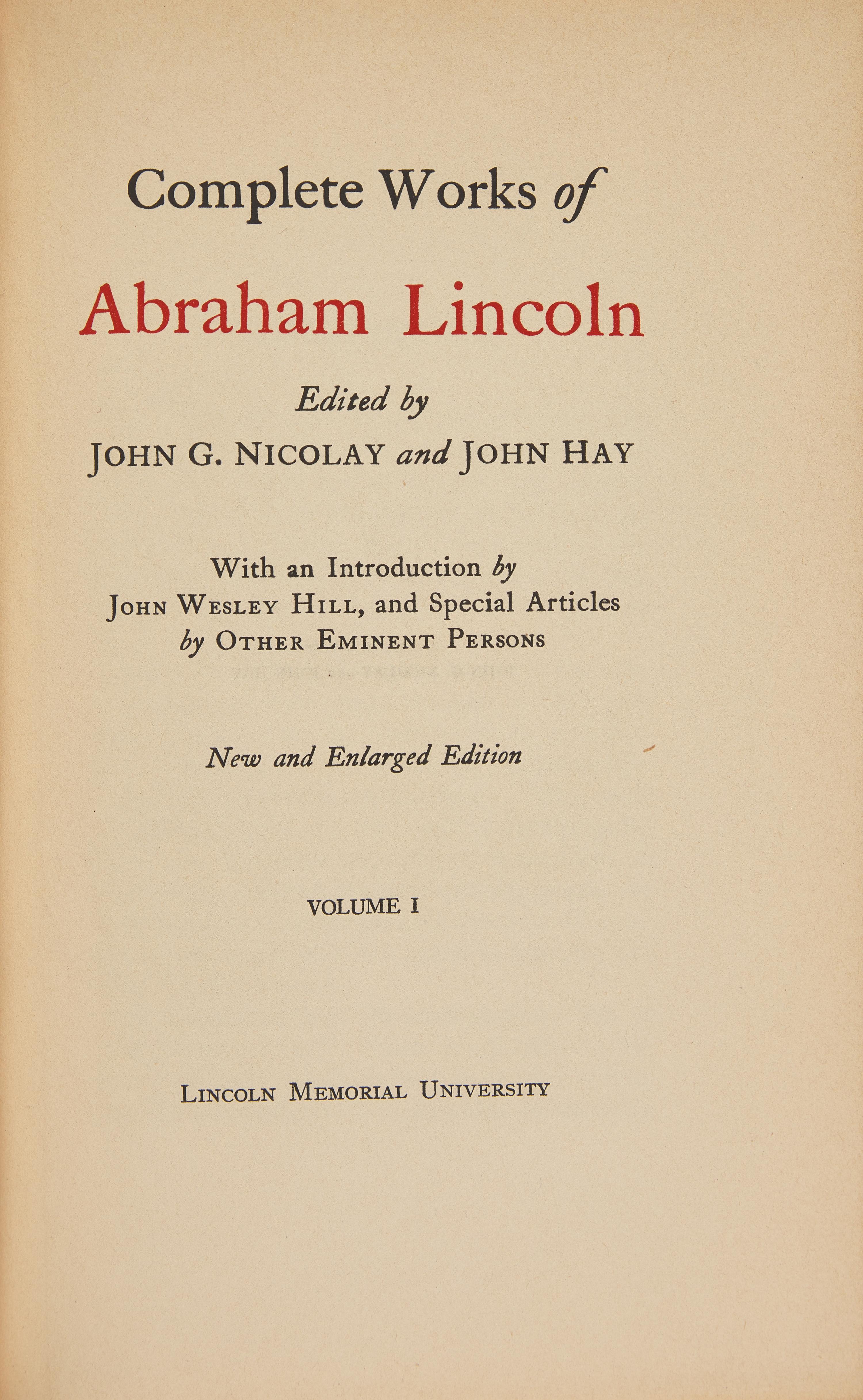 [Lincoln, Abraham] Complete Works of Abraham Lincoln