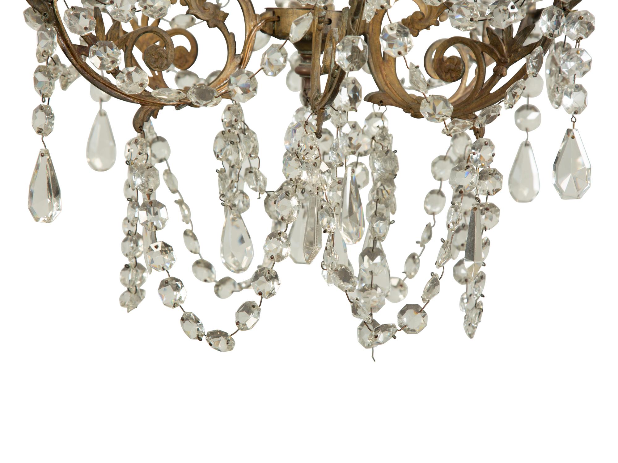 A Continental Gilt Metal Six-Light Chandelier
