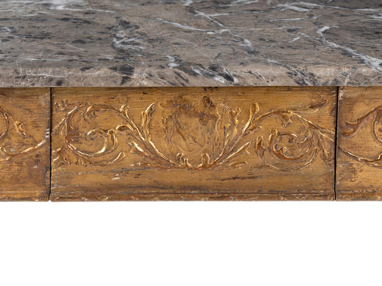 A North Italian Giltwood Marble-Top Console Table