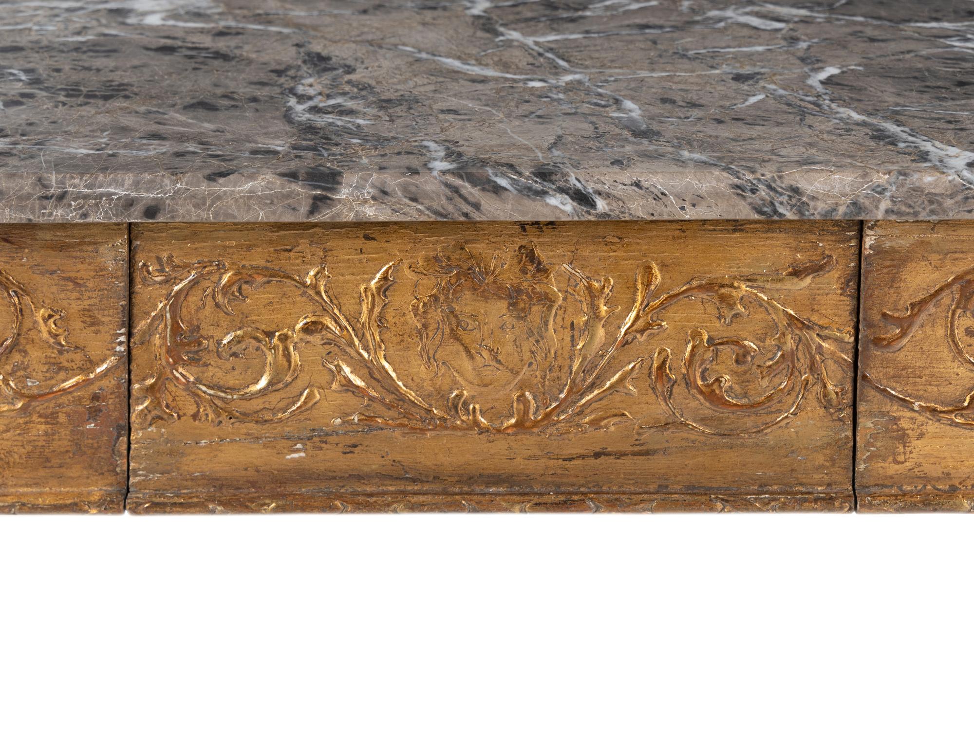 A North Italian Giltwood Marble-Top Console Table