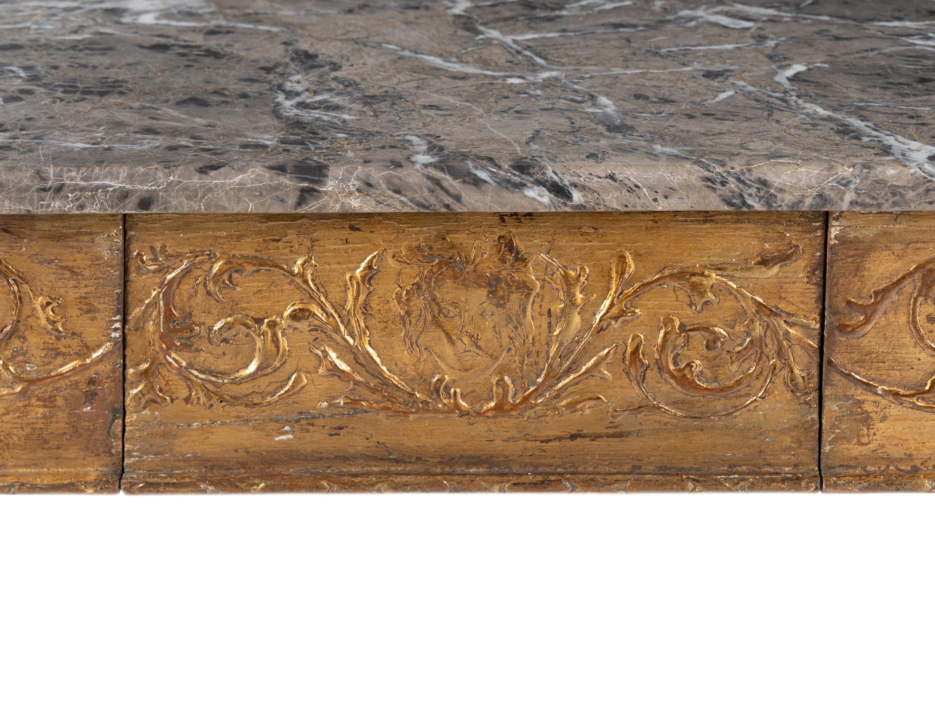 A North Italian Giltwood Marble-Top Console Table