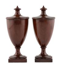 A Pair of George III Mahogany Alms Urns