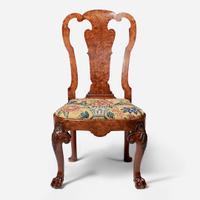 A George I carved and veneered burl walnut side chair circa 1720