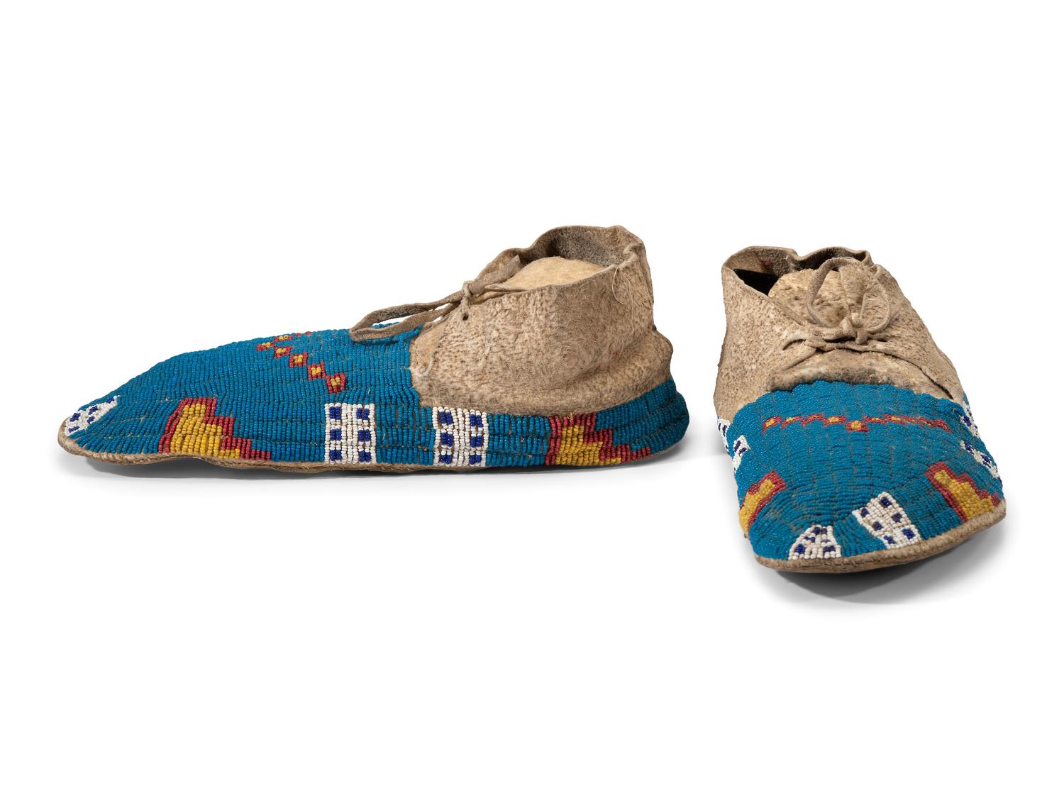 Northern Plains Beaded Hide Moccasins