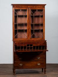 A Federal Figured Mahogany Secretary Bookcase