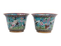 A Pair of Japanese Cloisonné Jardinières