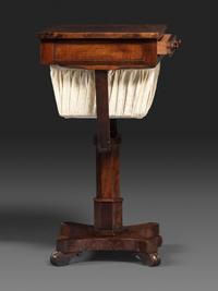 A Late Classical Figured Mahogany Sewing Table