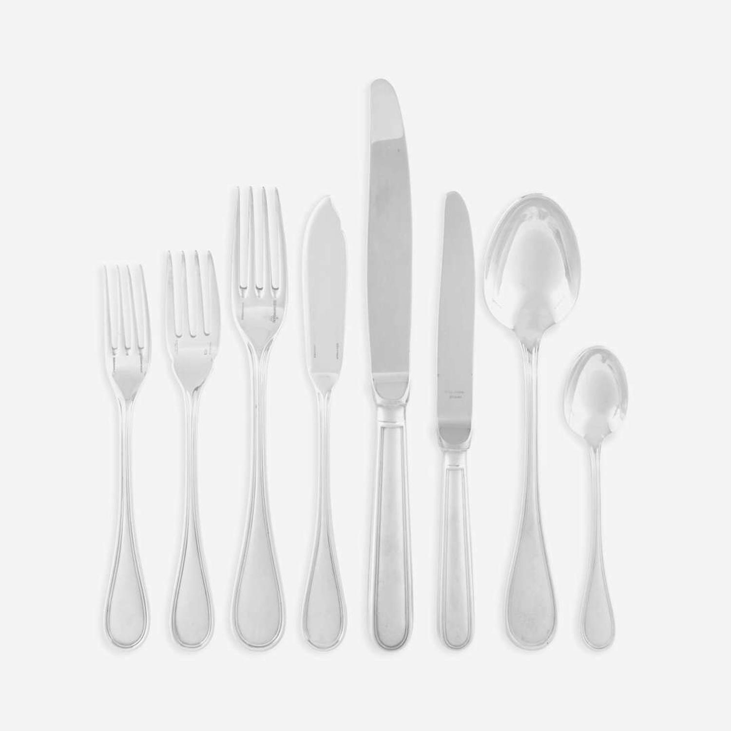 A French Sterling Silver Eight-Piece Flatware Service for Twelve Christofle, Paris, modern