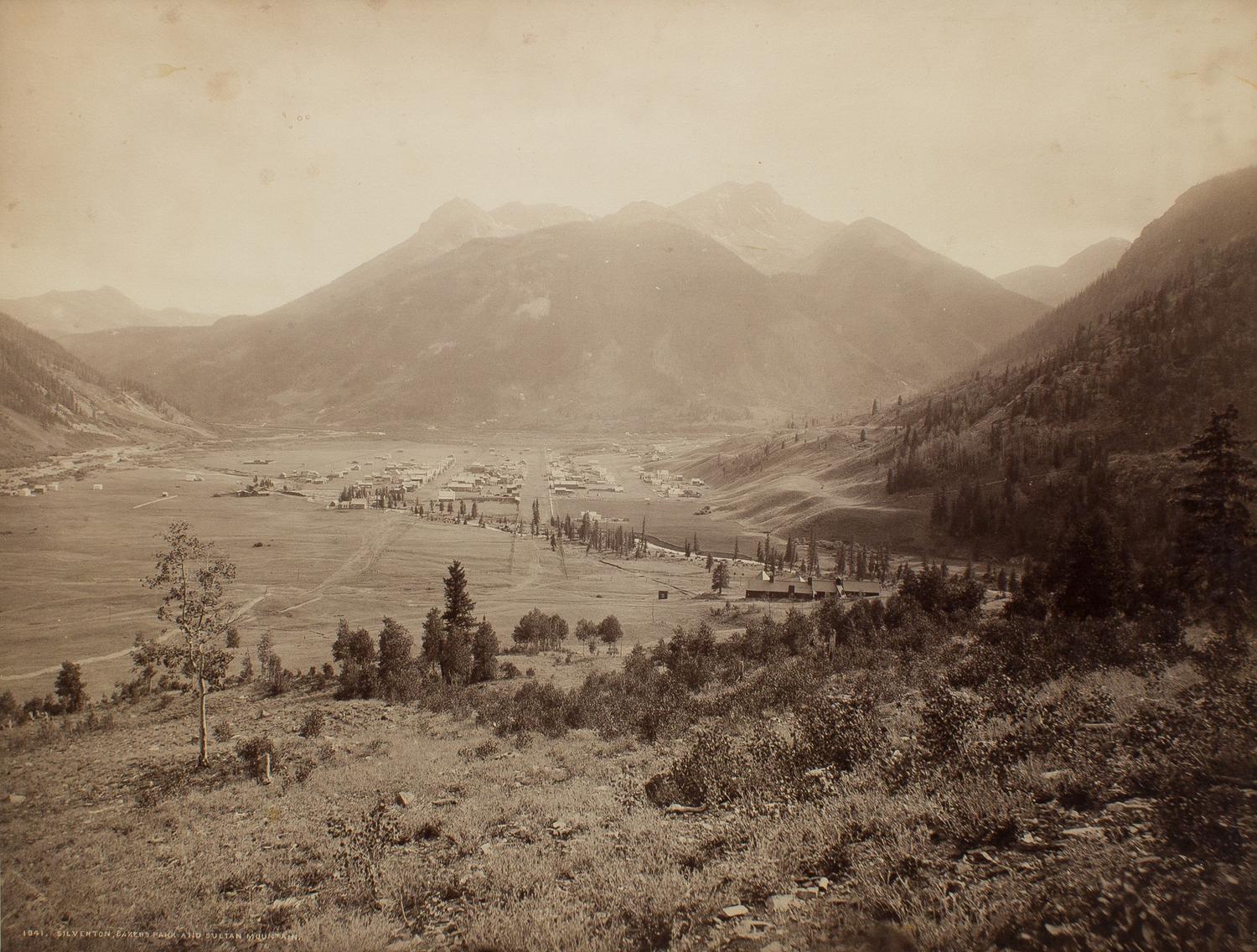 William Henry Jackson, (American, 1843-1942), Silverton, Baker's Park and Sultan Mountain U.S. Signal Station on Pikes Peak Head of the