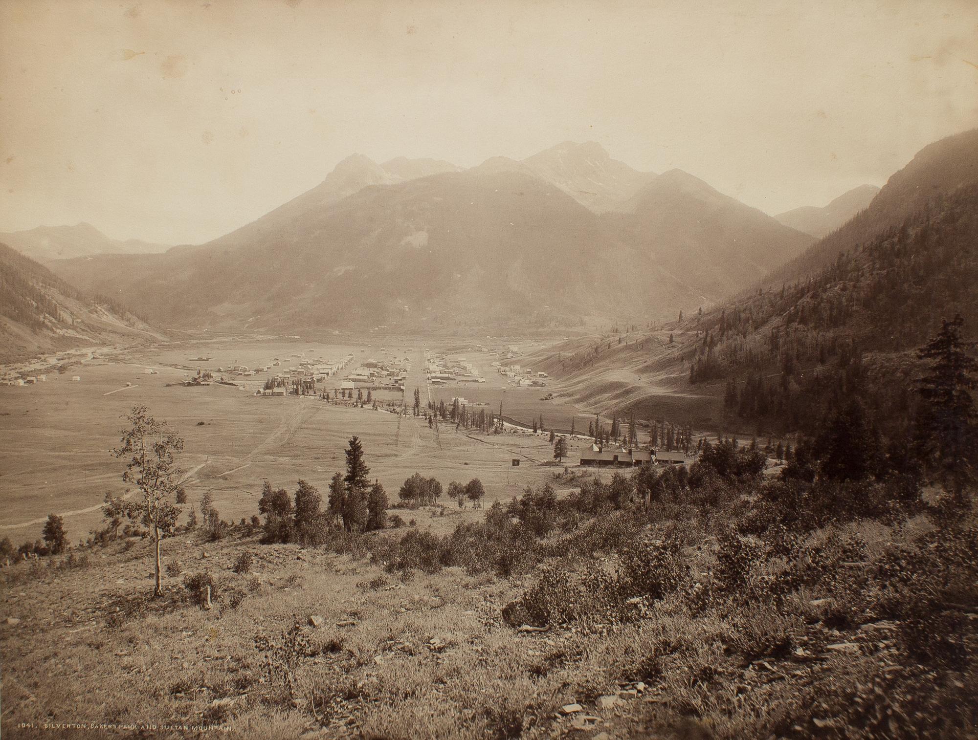William Henry Jackson, (American, 1843-1942), Silverton, Baker's Park and Sultan Mountain U.S. Signal Station on Pikes Peak Head of the