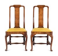 A Pair of Queen Anne Walnut Side Chairs