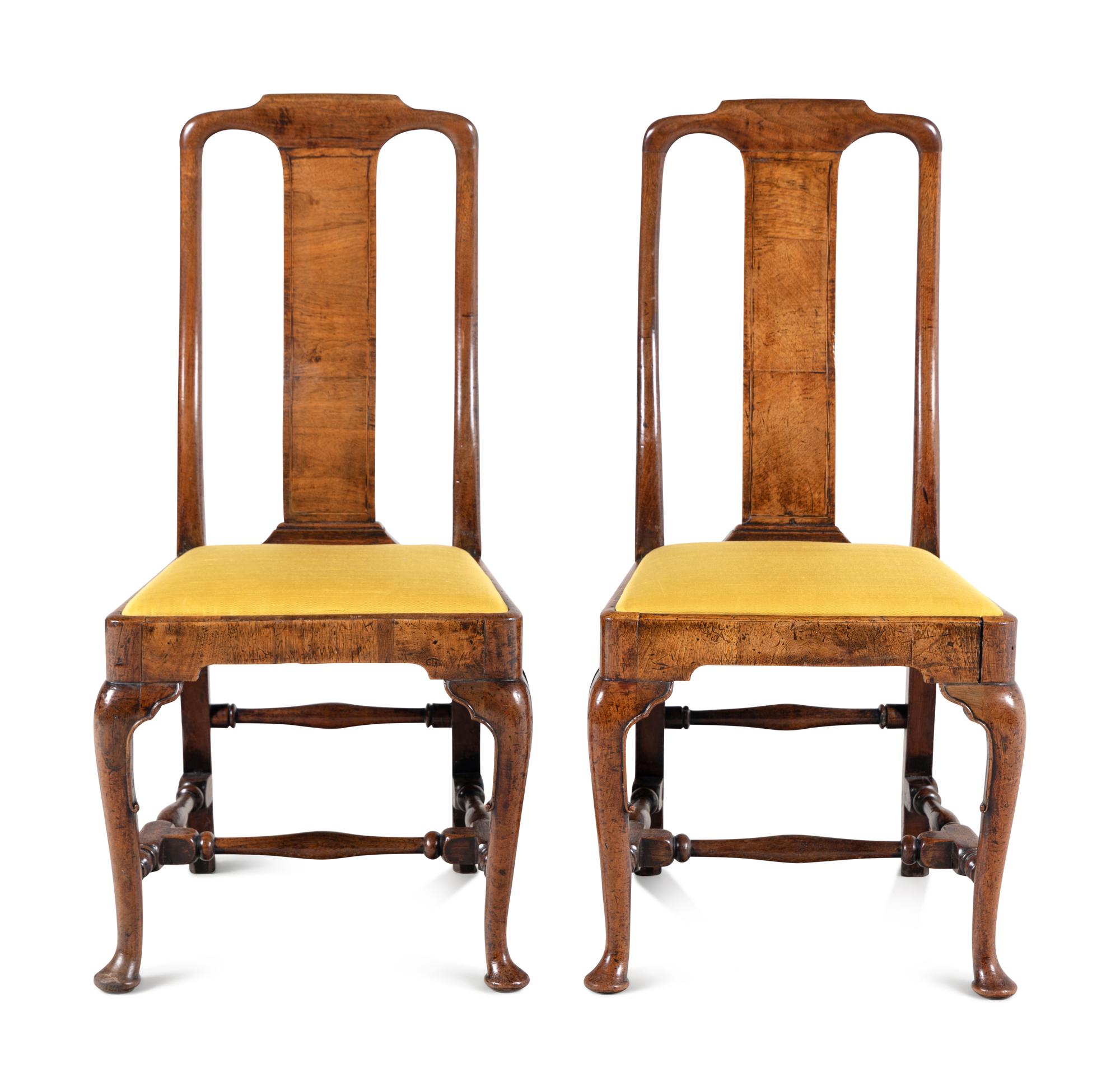 A Pair of Queen Anne Walnut Side Chairs