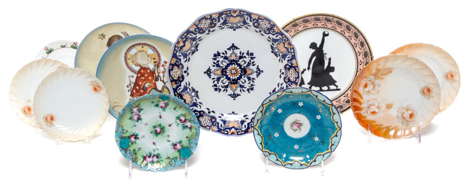 A Group of Pottery and Porcelain Table Articles Diameter of first 10 inches.
