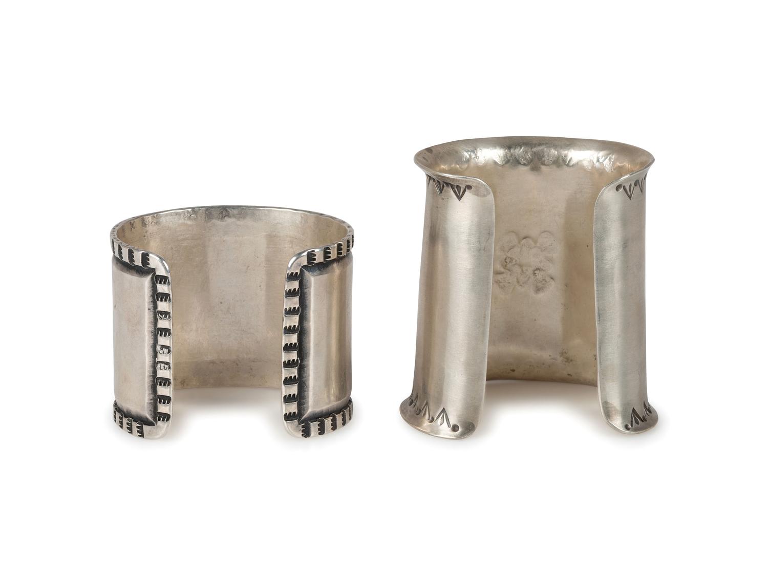 Heavy Stamped Silver Cuff Bracelets