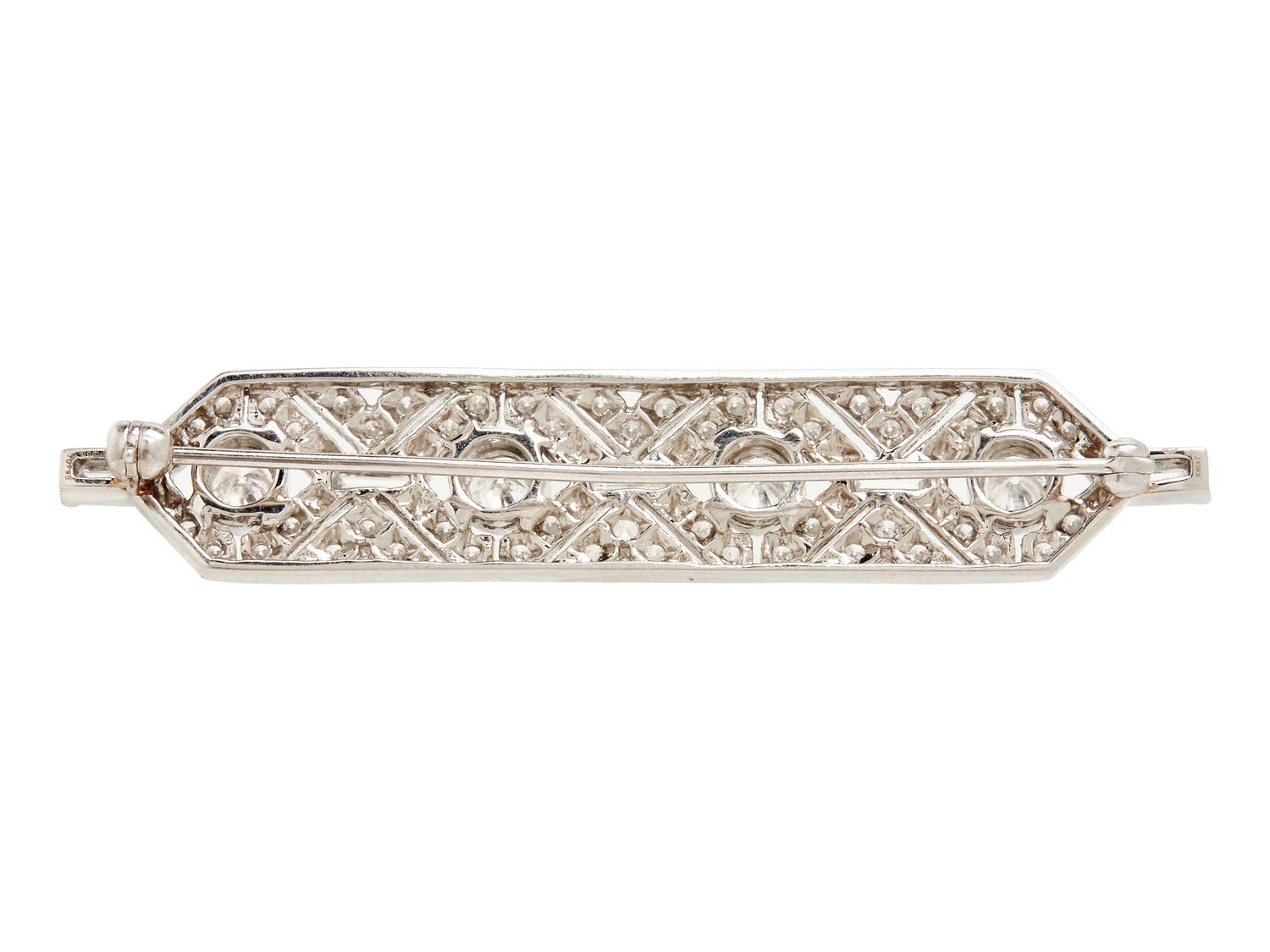 PLATINUM AND DIAMOND BAR BROOCH