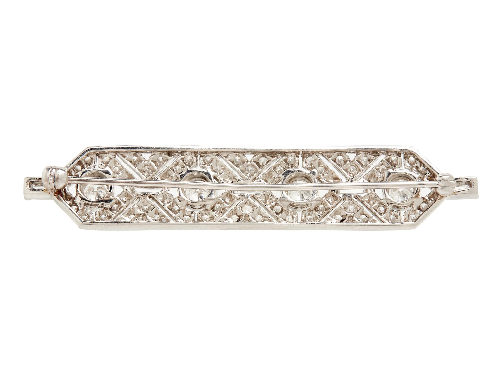 PLATINUM AND DIAMOND BAR BROOCH
