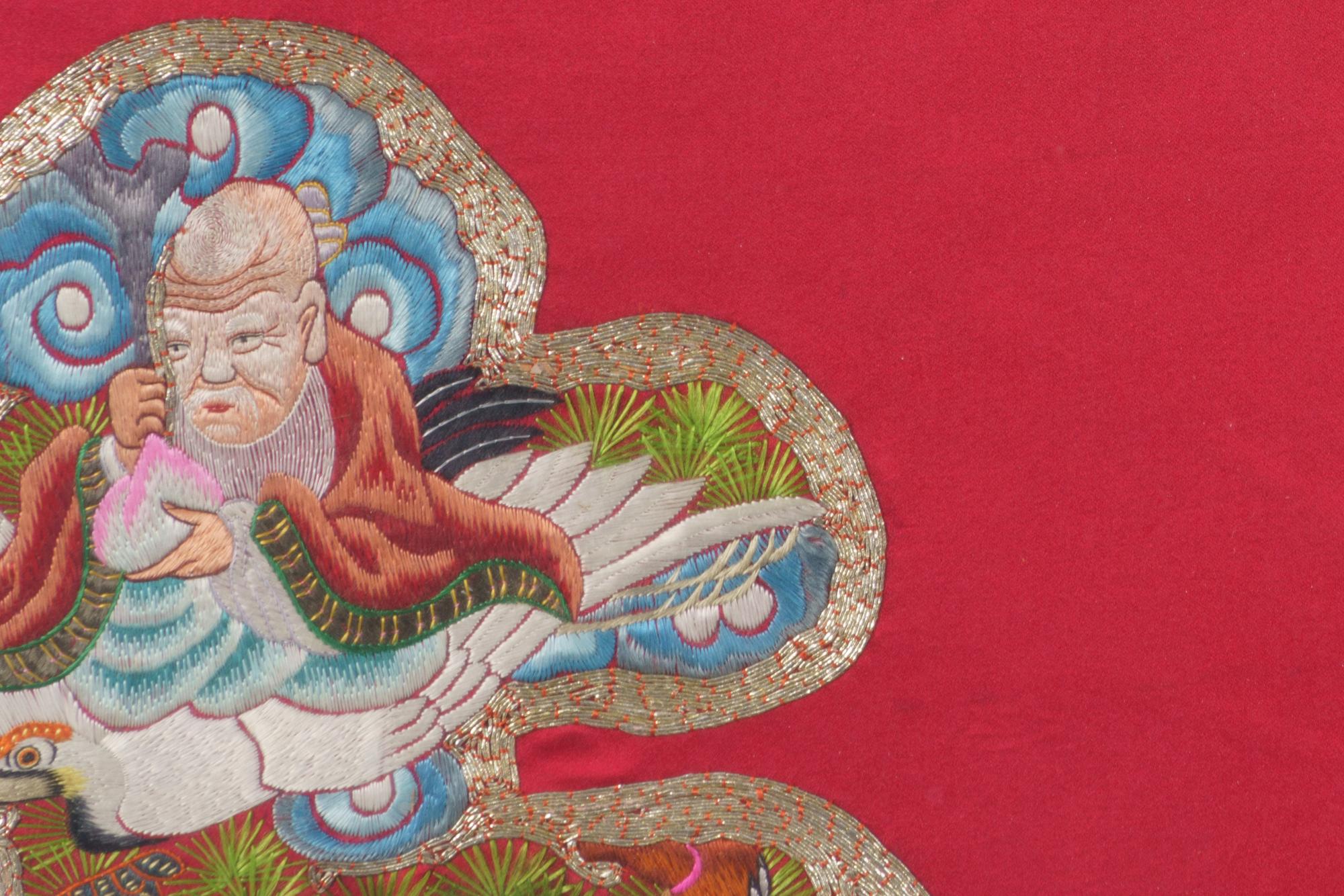 An Embroidered Silk 'Longevity' Panel