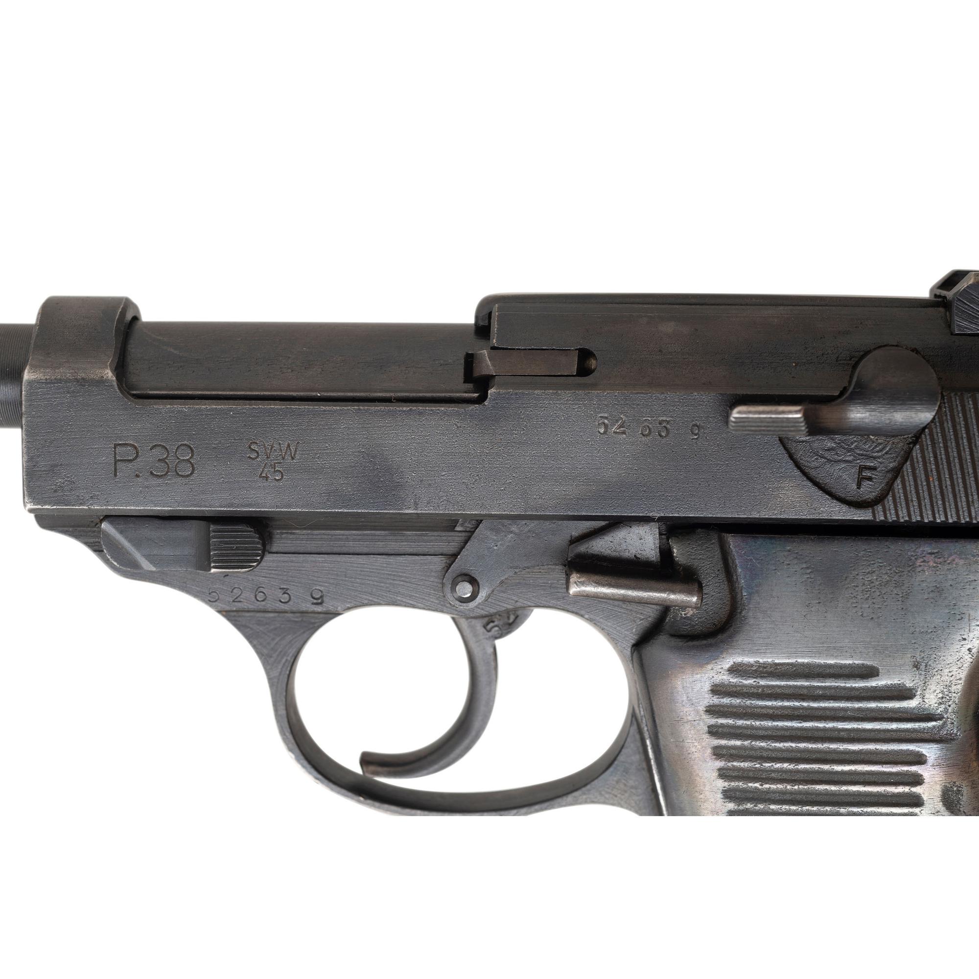 **Rare Post-WWII French Production SVW/45 Marked Mauser P.38 with Metal Grips