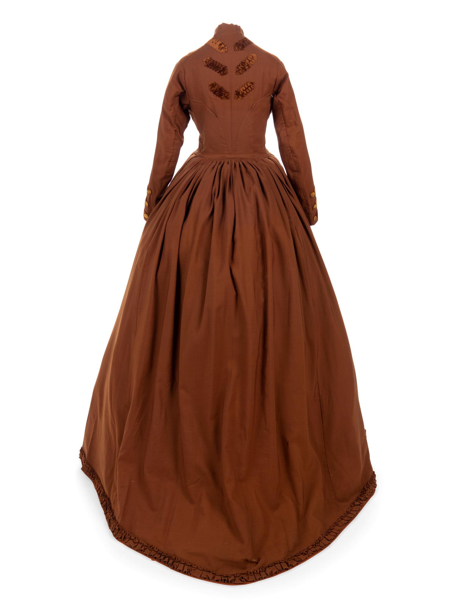 Wool Walking Dress/Coat Trimmed with Velvet, 1860s