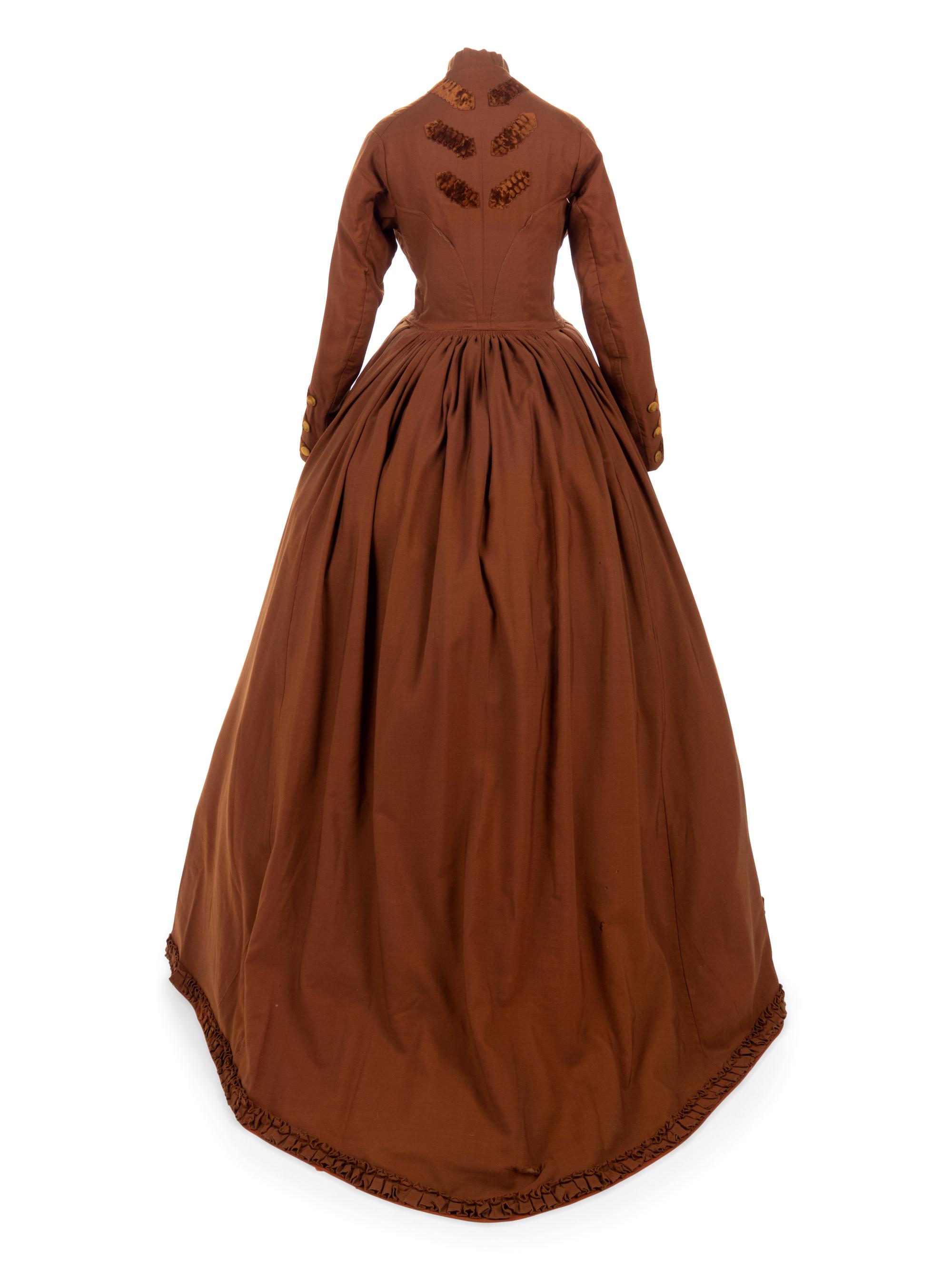 Wool Walking Dress/Coat Trimmed with Velvet, 1860s
