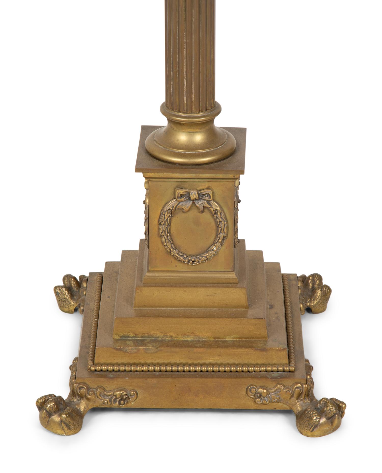 A Neoclassical Bronze Columnar Floor Lamp — 20TH CENTURY