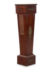 An Empire Style Gilt Metal Mounted Walnut Marble-Top Pedestal