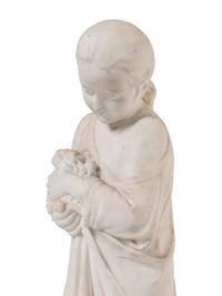 A Pair of Italian Carved Marble Figures of a Boy and Girl