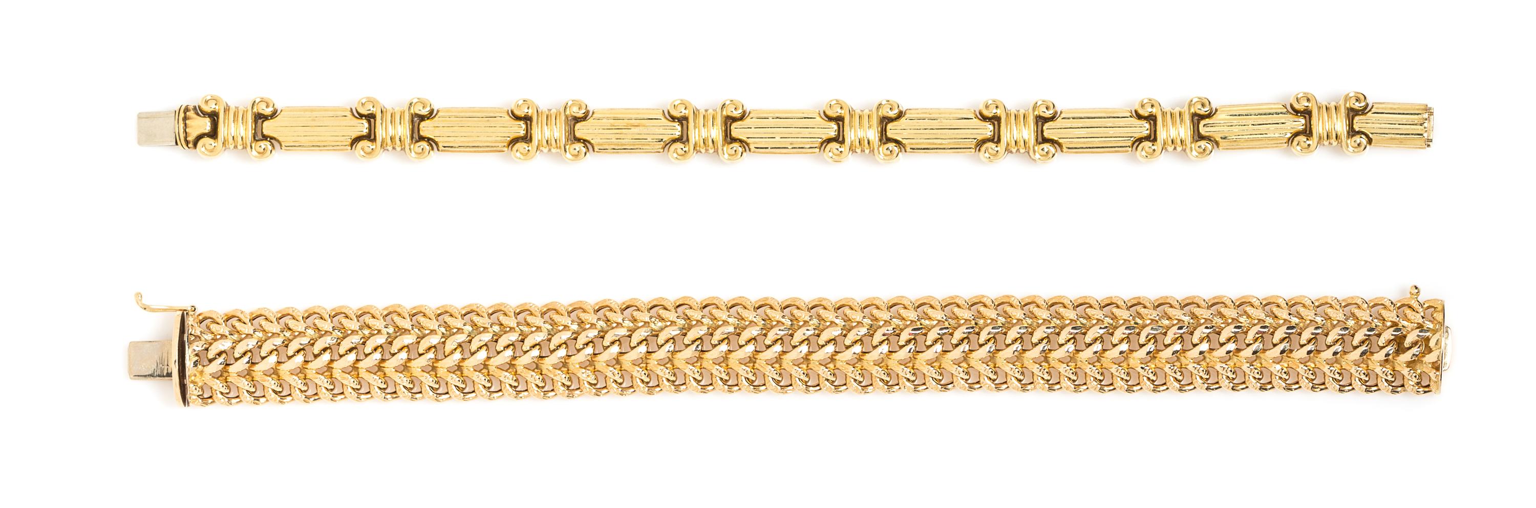 A Collection of 18 Karat Yellow Gold Bracelets, 26.70 dwts.