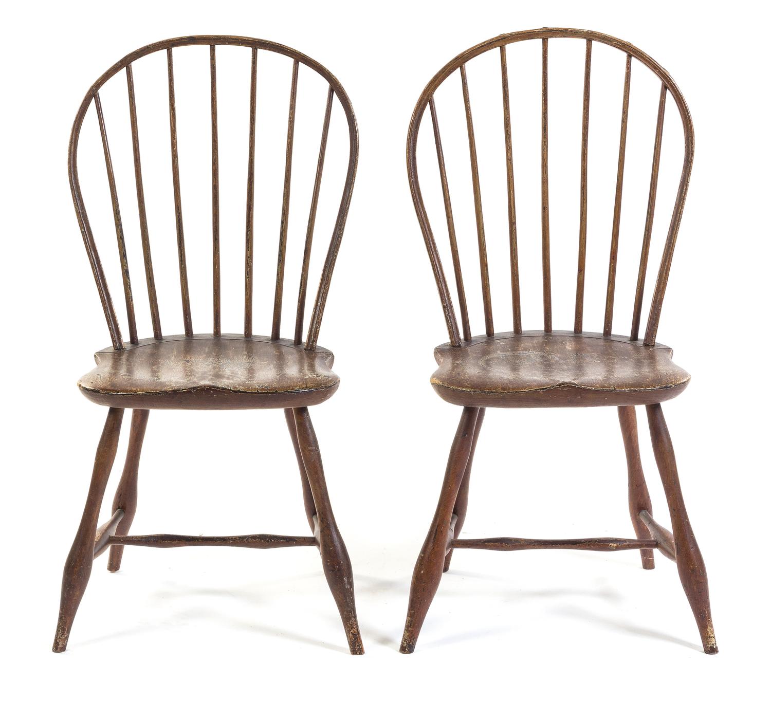 A Pair of Windsor Chairs Height 36 inches. — 19TH CENTURY