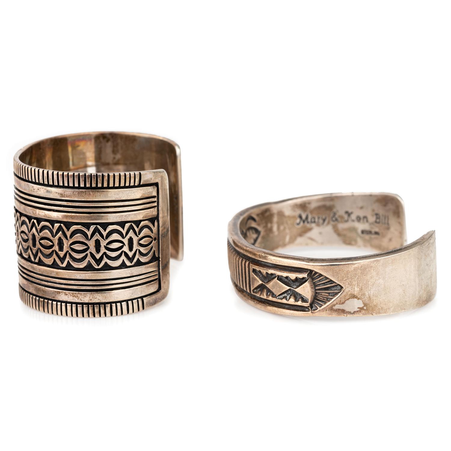 Navajo Sterling Silver Overlay Cuff Bracelets