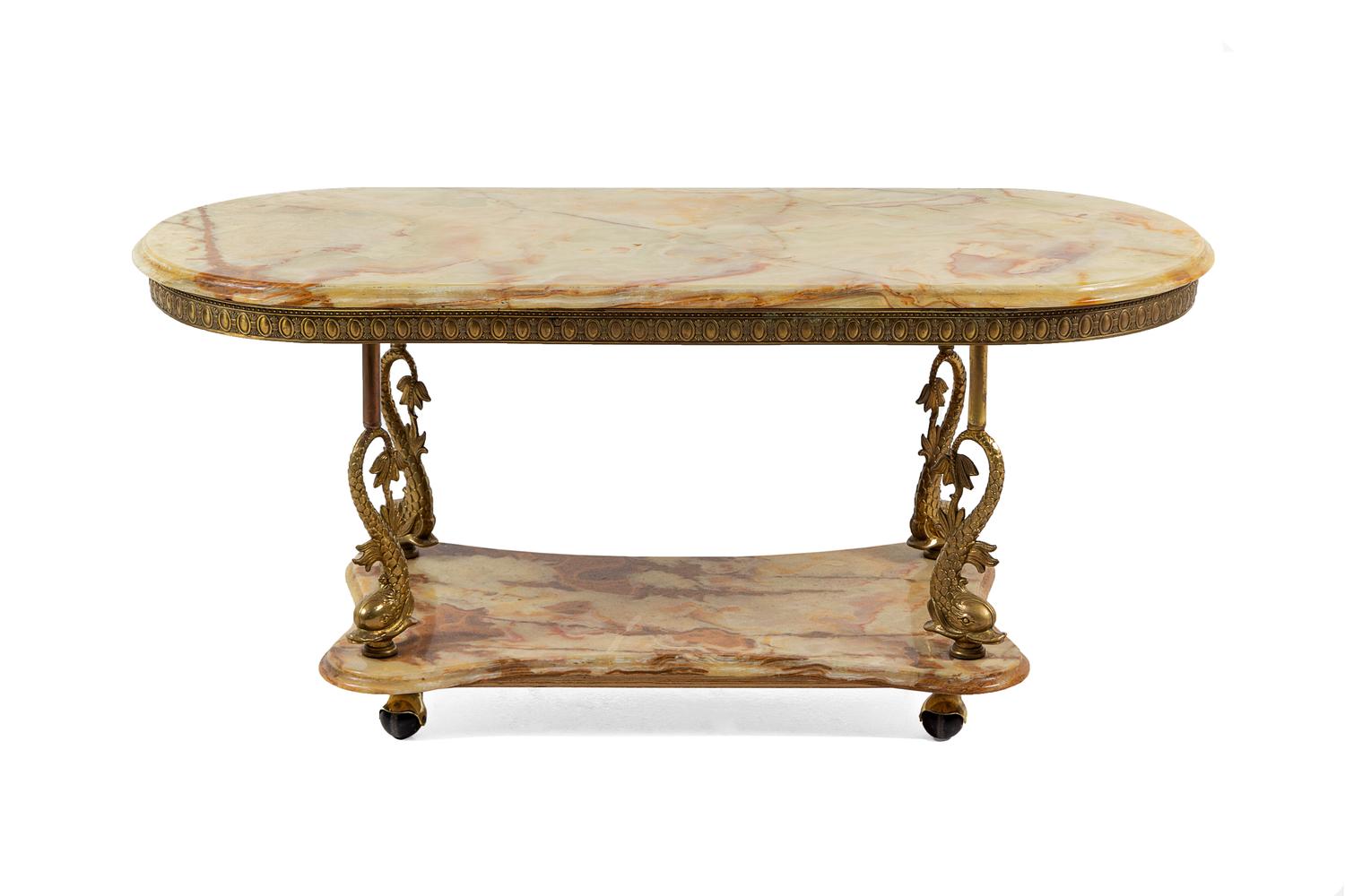 A Victorian Brass and Onyx Side Table