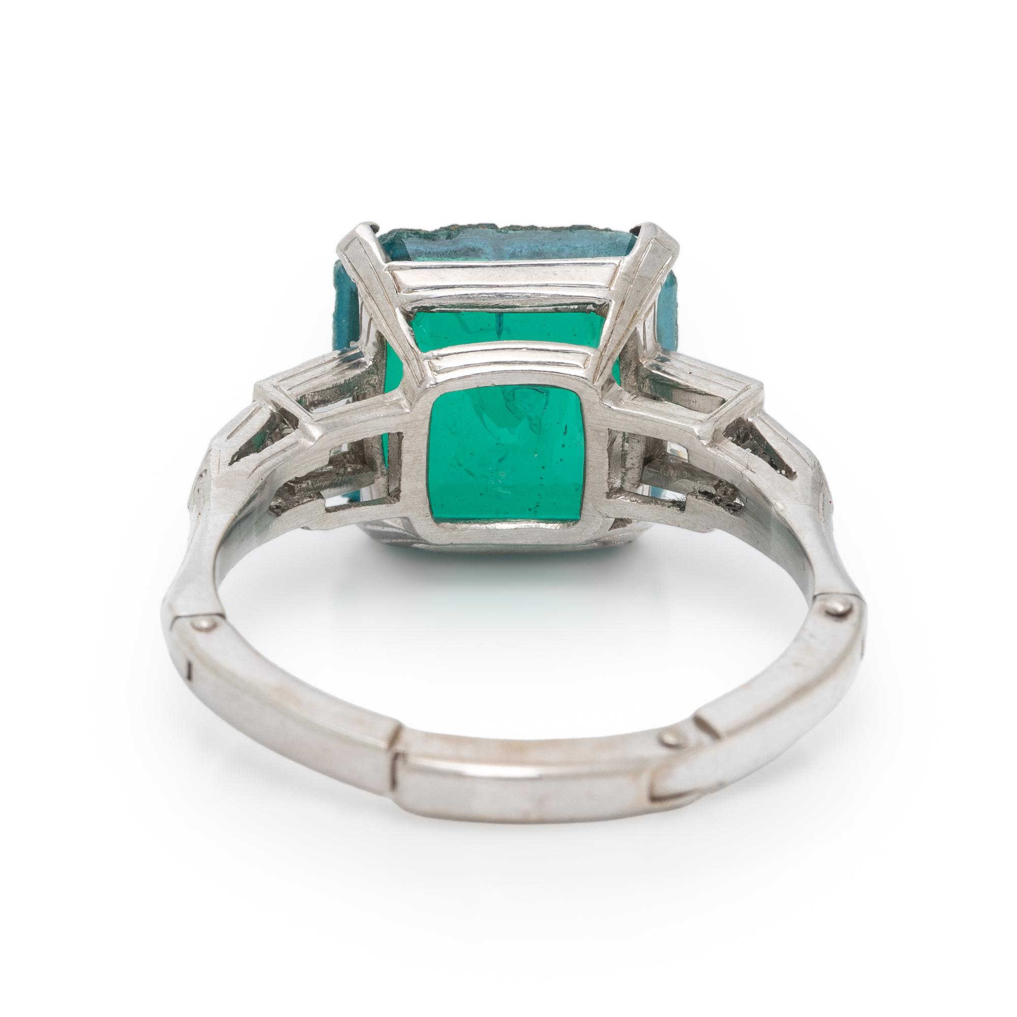GREEN DOUBLET AND DIAMOND RING