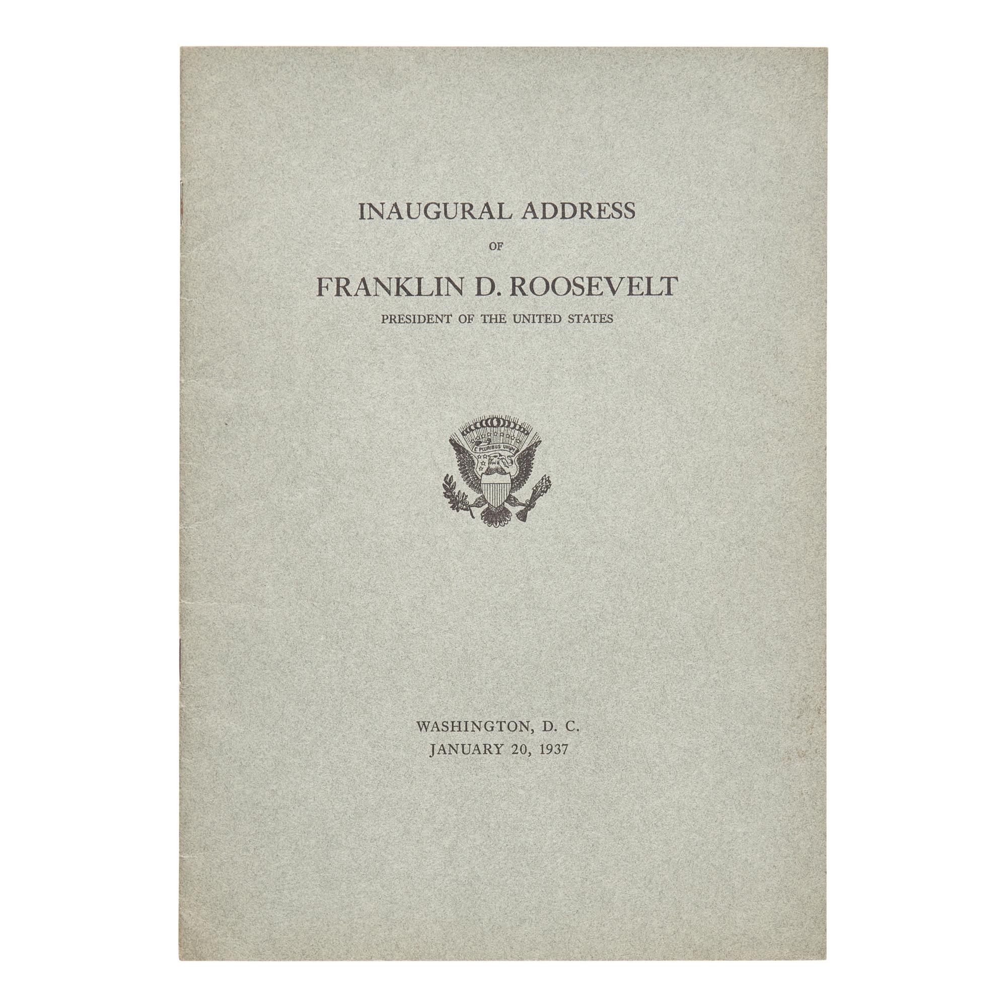 [Presidential] Roosevelt, Franklin D. Inaugural Address of Franklin D. Roosevelt...1937.