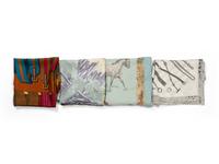 Four Hermès 90cm Cashmere and Silk Scarves