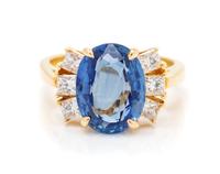 An 18 Karat Yellow Gold, Sapphire and Diamond Ring, 5.00 dwts.