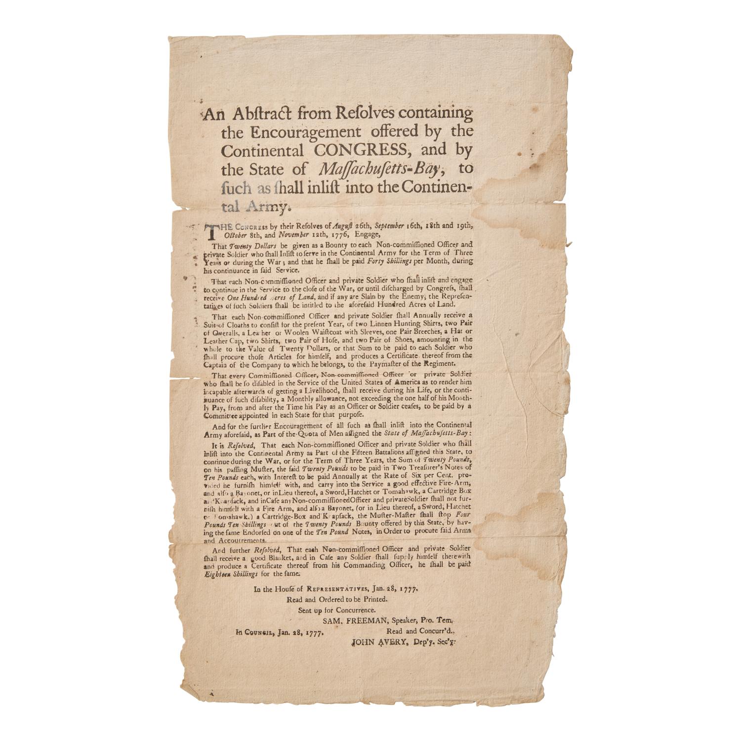 [American Revolution] A Call to Arms in the Months Following the Declaration of Independence: An Early Continental Army Recruitment Poster