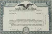 A Cleveland Professional Basketball Company Stock Certificate