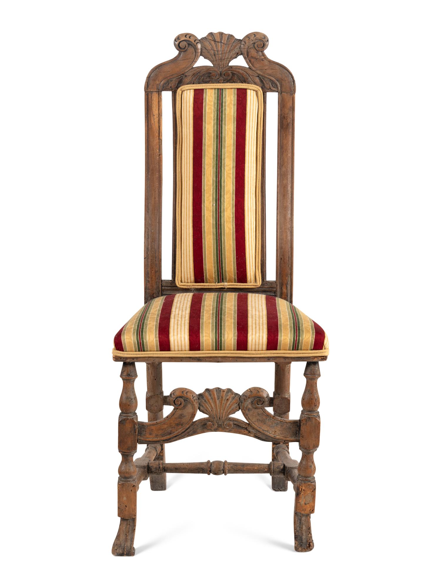 A Continental Carved Walnut Side Chair